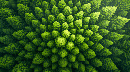 Top View of a Dense Forest with Lush Green Foliage