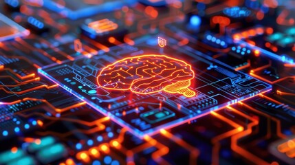 A computer chip with a brain on it