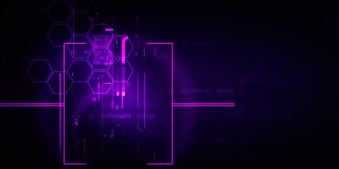 2d illustration Abstract futuristic electronic circuit technology background