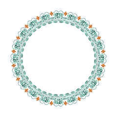 Floral Pixel Art Round ornament,Flower round border, flower embroidery pixel art,cross stitch modern design,Abstract paisley embroidery for card book cover home décor,Clothing Knitwear,EPS full vector