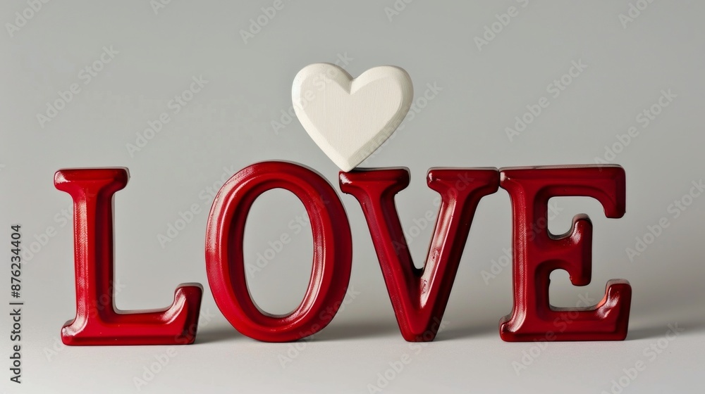 Fototapete create a simple and elegant design showing the word 'love' in large, bold, red letters, with a small