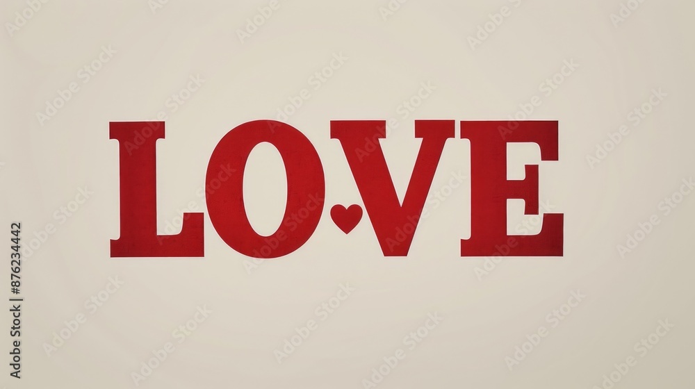 Fototapete create a simple and elegant design showing the word 'love' in large, bold, red letters, with a small
