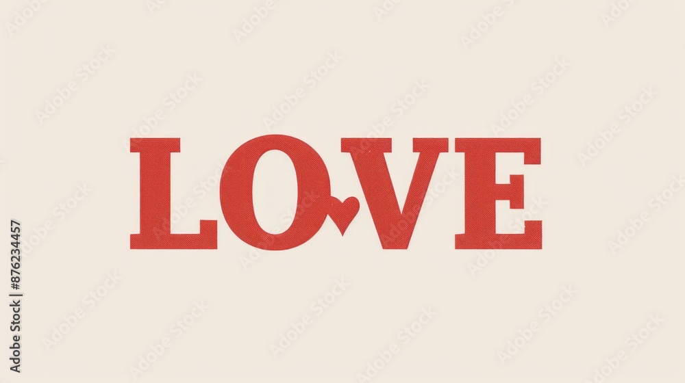 Fototapete create a simple and elegant design showing the word 'love' in large, bold, red letters, with a small