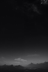 Fototapeta premium A serene night scene featuring a star-filled sky over a tranquil mountain landscape, with subtle clouds and a calm atmosphere