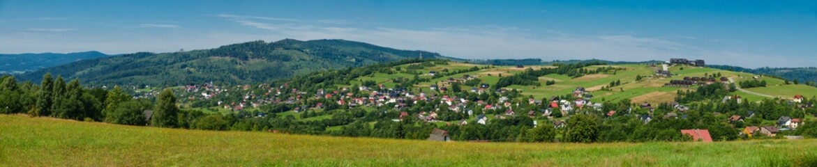 2023-08-13; beautiful view of the village of Istebna Poland