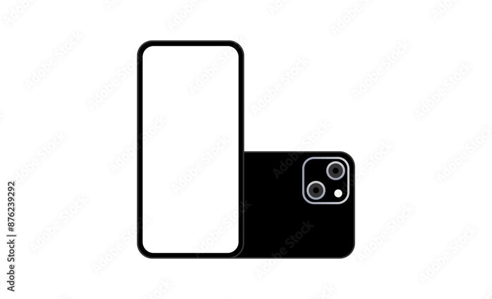Aufkleber realistic model smartphone with transparent background and smartphone mockup, device front view conc