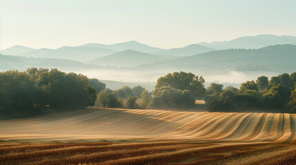 Obraz premium Calm and peaceful Provence countryside landscape. Background image. Created with Generative AI technology.