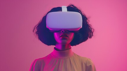Portrait of a woman wearing a virtual reality headset