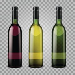 Glass Beer Bottle, Vector realistic illustration of beer bottles on a transparent background.