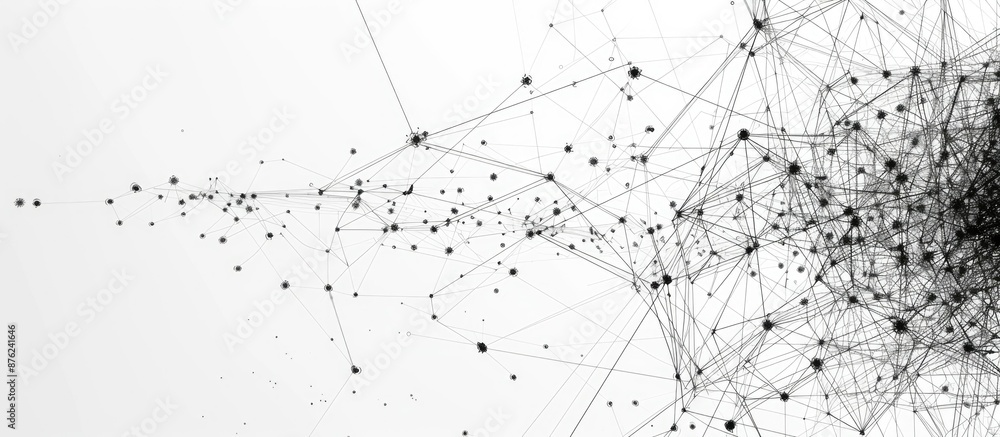 Poster in the illustration, interconnected nodes with white and grey lines represent a sophisticated networ
