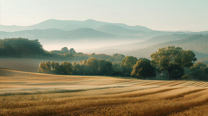 Obraz premium Calm and peaceful Provence countryside landscape. Background image. Created with Generative AI technology.