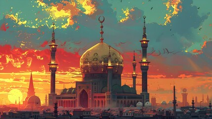 Illustration of Karbala: Muharram Islamic Background