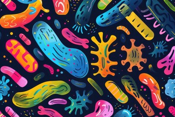 Obraz premium a colorful pattern of bacteria and viruses