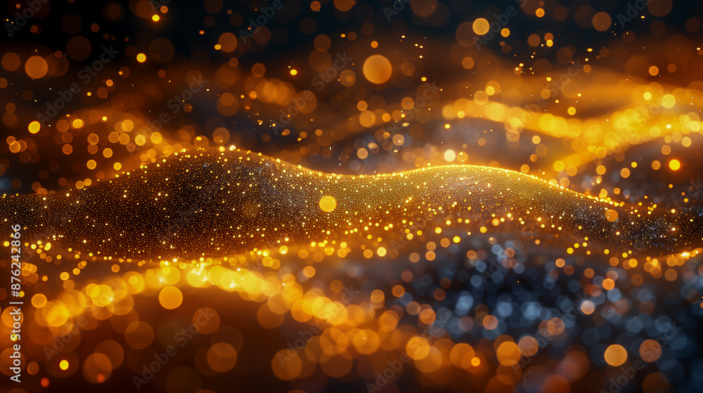 Poster abstract glowing particles in a wave pattern