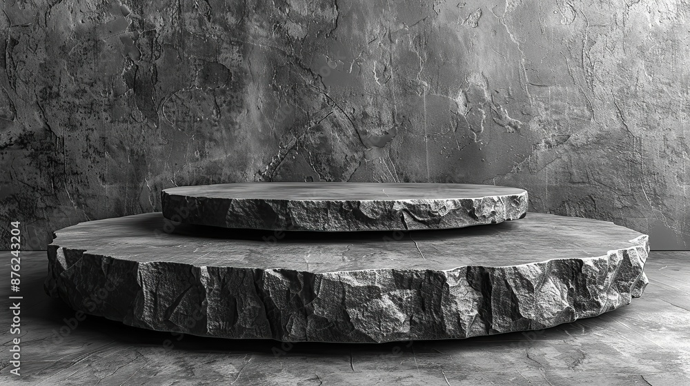 Poster empty stone slabs podium for product display.stock image