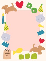 Cute abstract template collection animal, fruit, flower Modern posters greetings card Decorative abstract with colorful doodles.