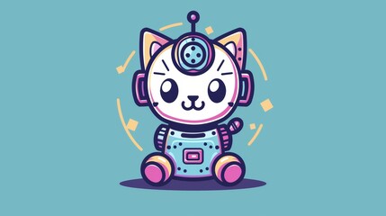 Fototapeta premium A whimsical drawing of a feline in a robot costume