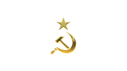 Soviet gold sign on white background cut out isolated
