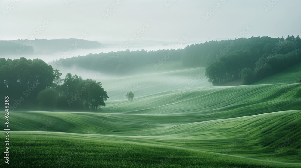 Poster calm and peaceful saxony countryside landscape. background image. created with generative ai technol