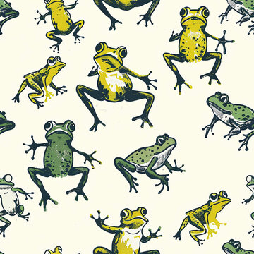 seamless pattern with frogs (generative ai)