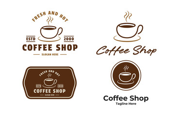 set collection coffee cup logo design concept vintage retro label