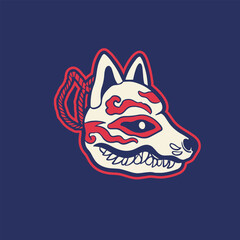 japanese fox mask vector, japanese mask	
