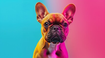 Playful small dog sitting attentively
