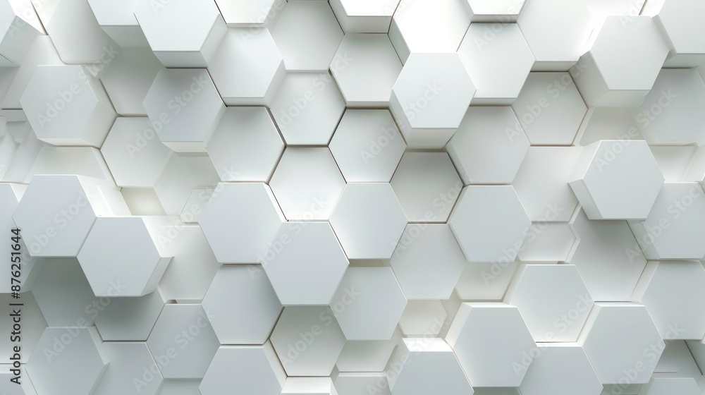 Poster abstract 3d hexagonal white pattern background. modern geometric surface with hexagons in various le
