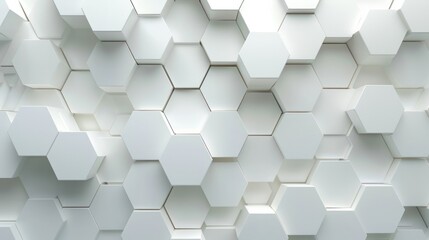 Abstract 3D hexagonal white pattern background. Modern geometric surface with hexagons in various levels. Clean and minimalistic design.