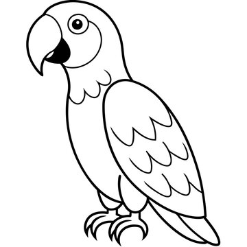 recommend clip art: Parrot on a white background line art vector