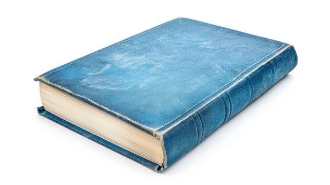 Blue hardcover book ready for customization on white background