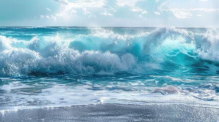 Fototapeta premium blue waves on the beach