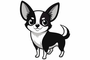 a chihuahua black and white illustration.eps