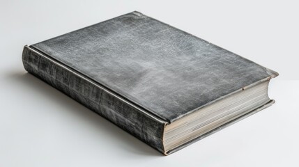 Book with gray cloth cover on white background