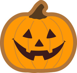 Halloween pumpkin shaped gingerbread cookie vector isolated