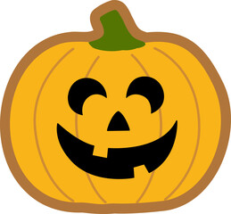Halloween pumpkin shaped gingerbread cookie vector isolated