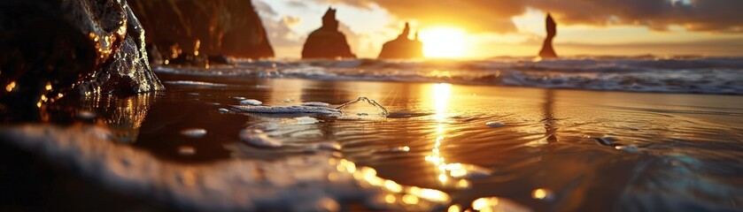 Majestic Oregon coast sea stacks at sunset