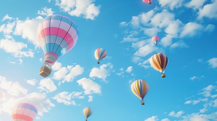Fototapeta premium Take me up, up and away in a hot air balloon. Let me see the world from a different perspective. Let me feel the wind in my hair and the sun on my face. Let me be free.