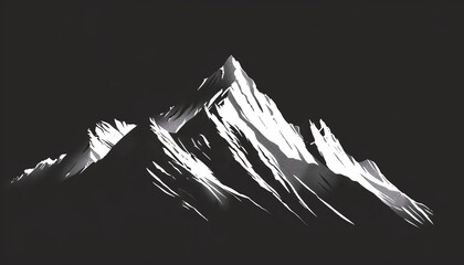 Create a minimal vector illustration of snow-capped mountains against a dark sky.
