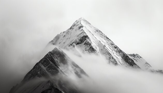 A towering mountain peak rises above the clouds.