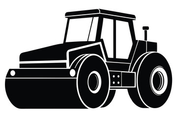 construction vehicle drum roller black silhouette.eps