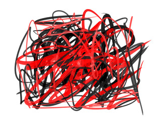 Abstract background painting, modern art, chaotic strokes isolated on white