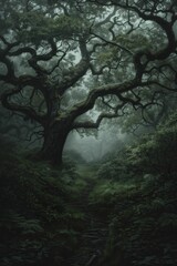 Ancient forest secrets, capturing the mysterious and enchanting beauty of ancient woodland scenes.