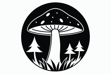 forest mushroom silhouette vector illustration.eps