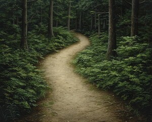 Fototapeta premium Rejuvenating forest paths, showcasing the tranquil and welcoming trails meandering through verdant woodland spaces.