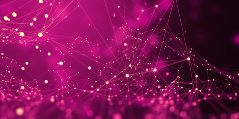 Glowing purple background with polygonal mesh. Big data concept. 3D Rendering. © Who is Danny