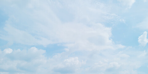 Fototapeta premium blue sky background with white clouds. White cumulus clouds formation in blue sky. White clouds and blue sky. Panorama of blue sky with white clouds in sunny