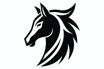 Minimalist horse logo vector art illustration.eps