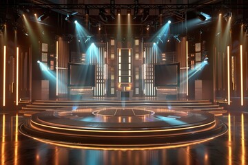 Huge TV show stage with beautiful lighting