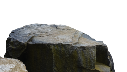 Stone Rock podium isolated for Product Display,Rock cliff grunge .Sea Rock Shelf with rough surface texture